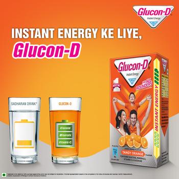 Glucon-D Instant Energy Powder - Tangy Orange (Jar) 400 gm