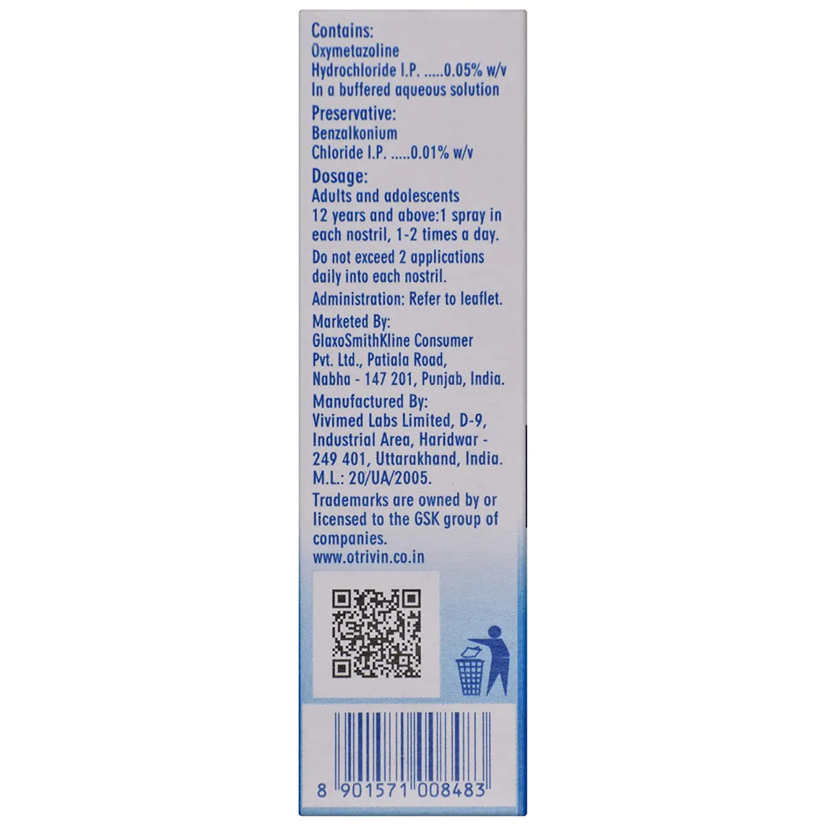 Otrivin Oxy Fast Relief Adult Nasal Spray 10ml