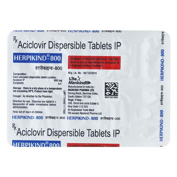 Herpikind 800mg Tablet 10'S