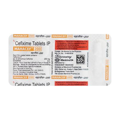 Mahacef 200mg Tablet 10'S