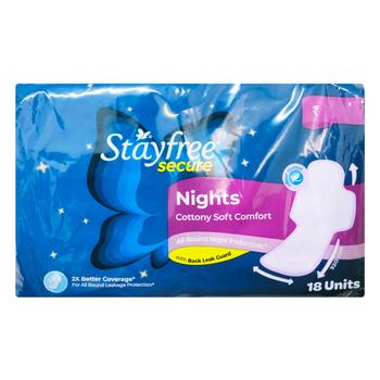 Stayfree Secure Nights Cottony Soft Comfort Sanitary Pad (XL) 18's