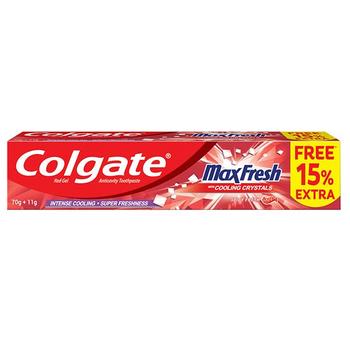 Colgate MaxFresh with Cooling Crystals Anticavity Toothpaste - Spicy Fresh (70 gm + 11 gm Free)