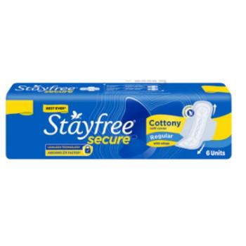 Stayfree Secure Cottony Soft Regular with Wings Sanitary Pad 6's