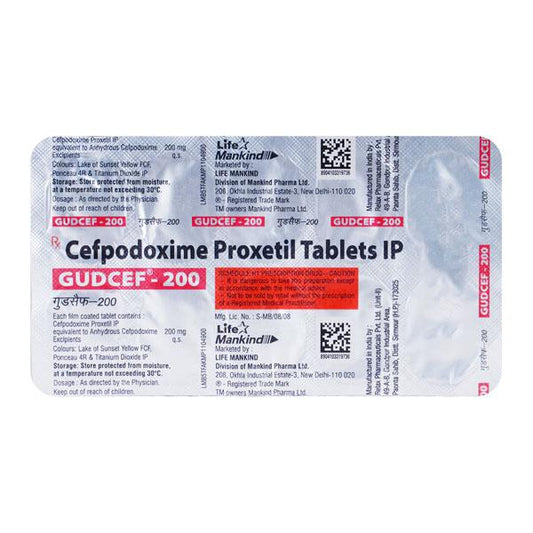 Gudcef 200mg Tablet 10'S